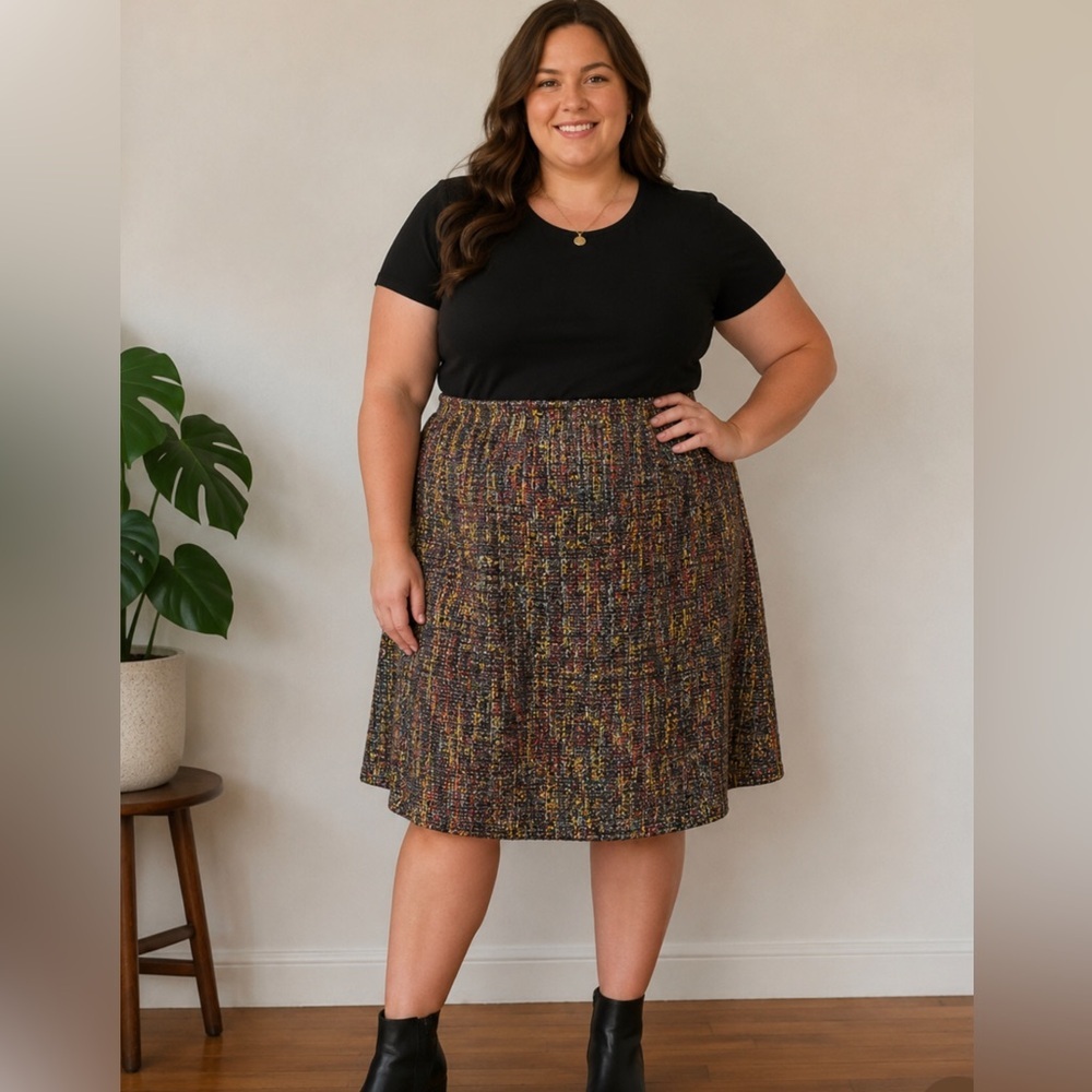 NEW Cato Women’s Plus Size 18/20W Multicolor Woven Tweed Mini Skirt